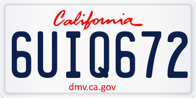 CA license plate 6UIQ672