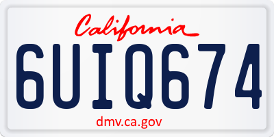 CA license plate 6UIQ674