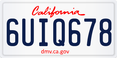 CA license plate 6UIQ678