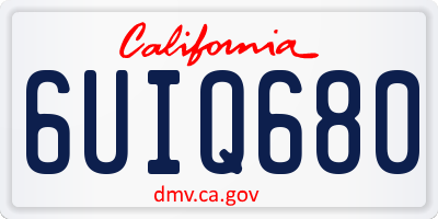 CA license plate 6UIQ680