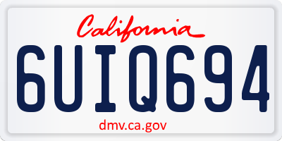 CA license plate 6UIQ694