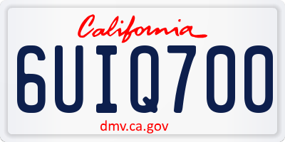 CA license plate 6UIQ700