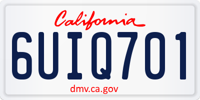 CA license plate 6UIQ701