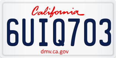 CA license plate 6UIQ703