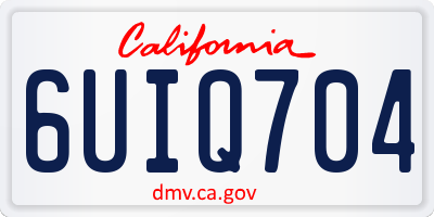 CA license plate 6UIQ704