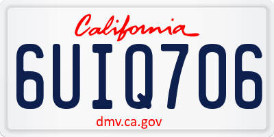 CA license plate 6UIQ706