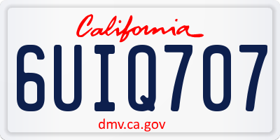 CA license plate 6UIQ707