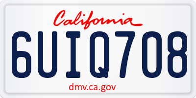 CA license plate 6UIQ708