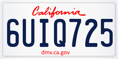 CA license plate 6UIQ725