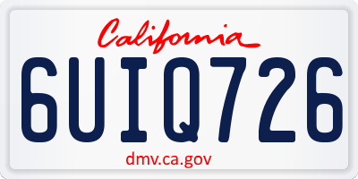 CA license plate 6UIQ726