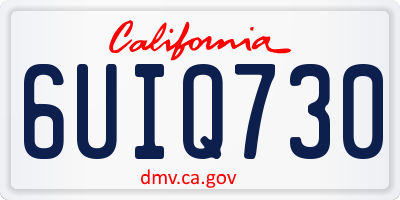 CA license plate 6UIQ730