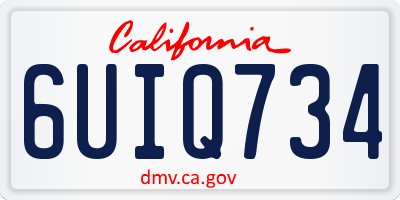 CA license plate 6UIQ734