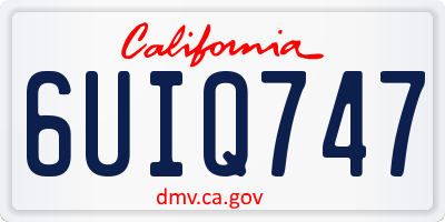 CA license plate 6UIQ747