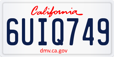 CA license plate 6UIQ749