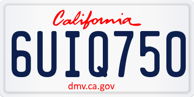 CA license plate 6UIQ750