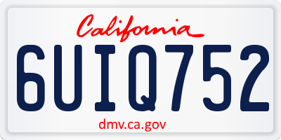 CA license plate 6UIQ752