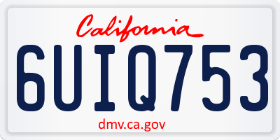 CA license plate 6UIQ753