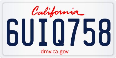 CA license plate 6UIQ758