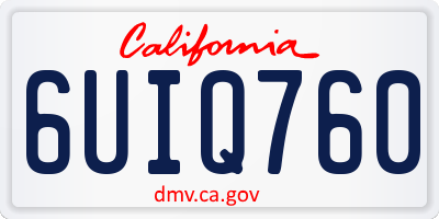 CA license plate 6UIQ760