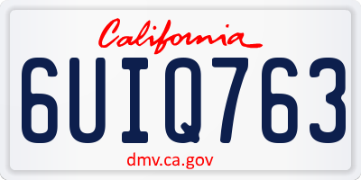 CA license plate 6UIQ763