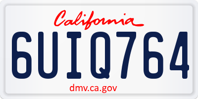 CA license plate 6UIQ764