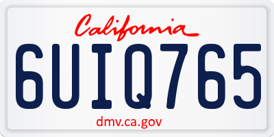 CA license plate 6UIQ765