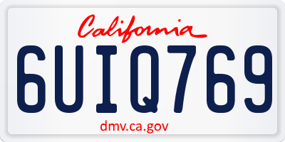 CA license plate 6UIQ769
