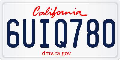 CA license plate 6UIQ780