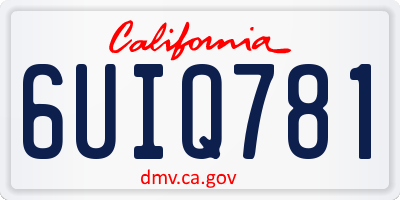 CA license plate 6UIQ781