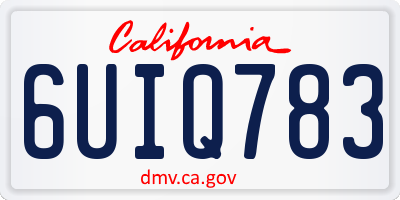 CA license plate 6UIQ783