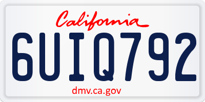 CA license plate 6UIQ792