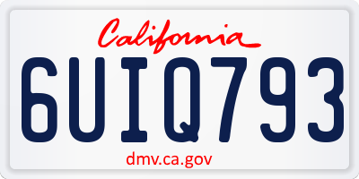 CA license plate 6UIQ793