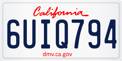 CA license plate 6UIQ794