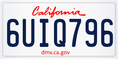 CA license plate 6UIQ796