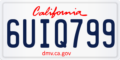 CA license plate 6UIQ799