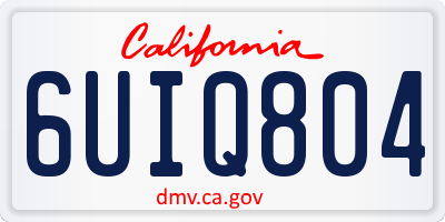 CA license plate 6UIQ804