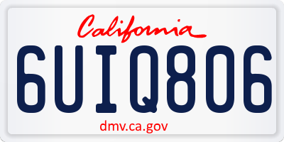 CA license plate 6UIQ806