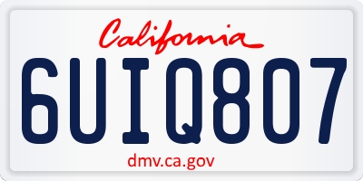 CA license plate 6UIQ807