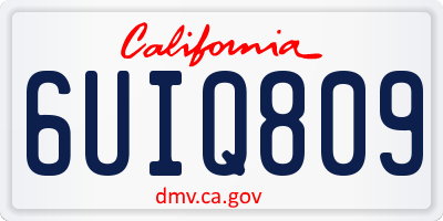 CA license plate 6UIQ809