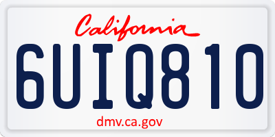 CA license plate 6UIQ810