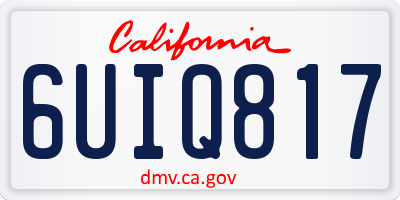 CA license plate 6UIQ817