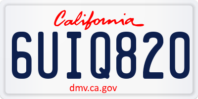 CA license plate 6UIQ820