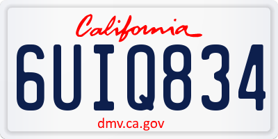 CA license plate 6UIQ834