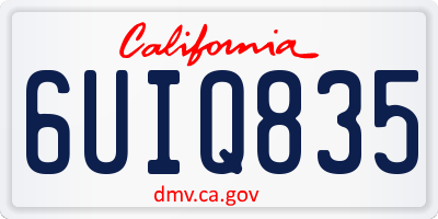CA license plate 6UIQ835