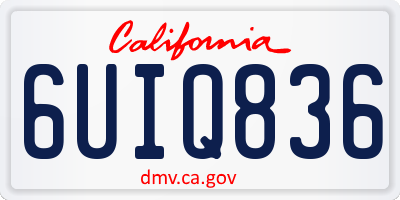 CA license plate 6UIQ836