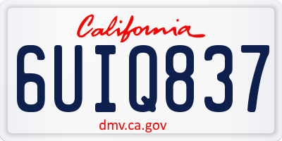 CA license plate 6UIQ837