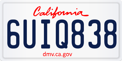 CA license plate 6UIQ838