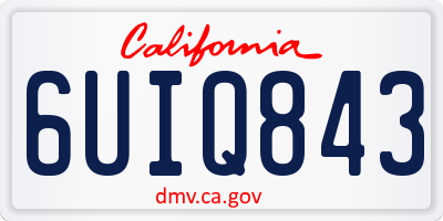 CA license plate 6UIQ843