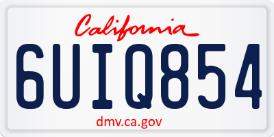 CA license plate 6UIQ854