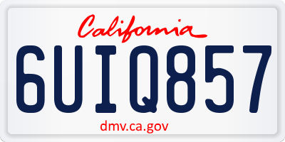 CA license plate 6UIQ857
